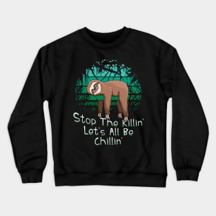 Retro Sunset Jungle Sloth Climate Protection Chiller Crewneck Sweatshirt